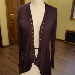 JasonMaxwell Elegant Brown Cardigan with Gold Accents
